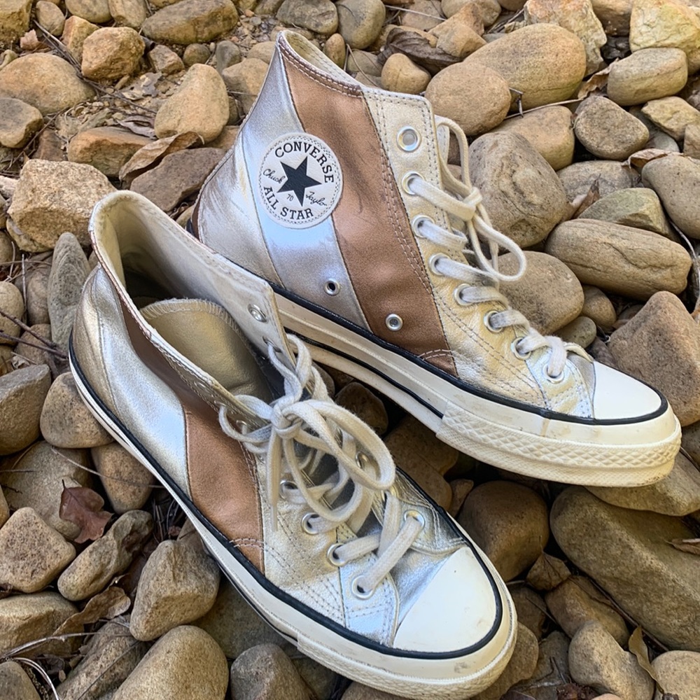 Sliver and Gold Converse
